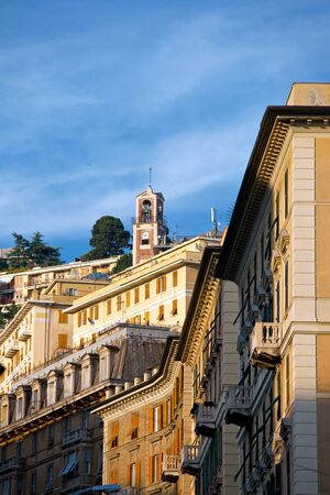Genoa view. Old mediterranean italian city. vertical shotの写真素材