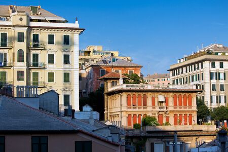 Genoa view. Old mediterranean italian city. horizontal shotの写真素材
