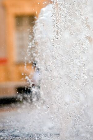 water fountain on Genoa's main sguare. vertical shotの写真素材
