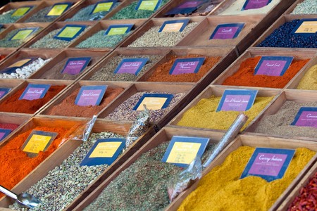 multicolored spices selling. horizontal shot. small GRIPの写真素材