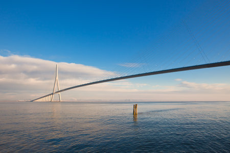 Normandy bridge view (Pont de Normandie, France). horizontal shotのeditorial素材