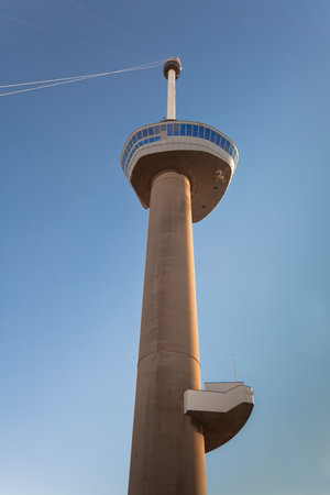 Euromast tower in Rotterdam Netherlands on blue sky backgroundのeditorial素材