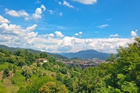 Roofs of the buildings in the Bergamo. Bright summer shotの写真素材