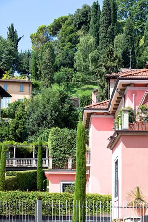 italian villas in Bergamo town. vertical shotの写真素材