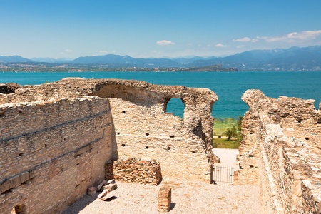Roman Catullus villa archaeological excavations in Sirmione, Garda, Italyの写真素材