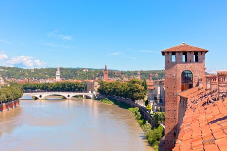 Verona view from Ponte Scaligero (Veneto, Italy)の写真素材