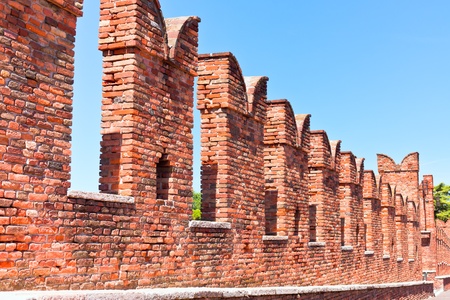 Detail of Ponte Scaligero in Verona (Veneto, Italy)の写真素材