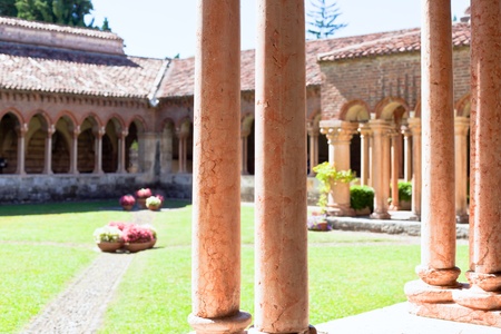 Italian church court cloister with marble columns. small GRIP shotの写真素材