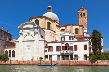 Big medieval Church at Venice Grand canal. Horizontal shotの写真素材