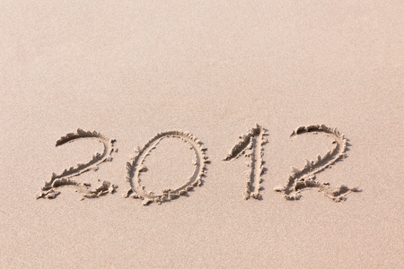 2012 Year written on the beach sandの写真素材