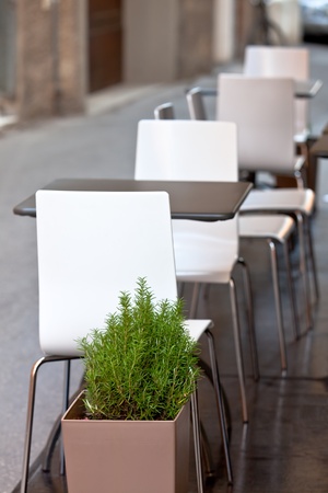 modern street cafe. Vertical shot with small GRIPの写真素材