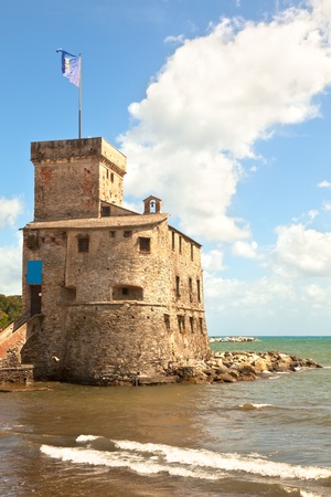 Old historic Fortress, Rapallo, Italy. Vertical shotの写真素材