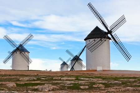 Old Spanish windmills, Campo de Criptana, Castilla la Mancha province, Spainの写真素材