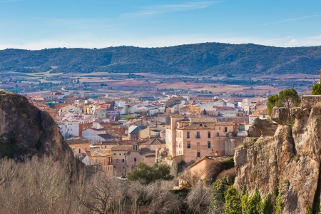 Spanish town in valley - Cuenca, central Spainの写真素材