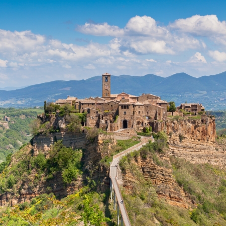 Italian Hilltown Civita di Bagnoregio. Bright summer shotの写真素材