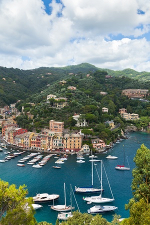 Portofino Bay View from above. Boats and housesの写真素材