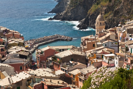 The village of Vernazza in Italy Cinque Terre national parkの写真素材
