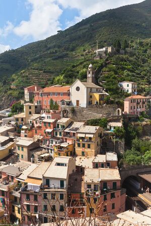 The village of Vernazza in Italy Cinque Terre national parkの写真素材