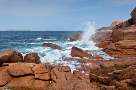 Cote de Granit Rose - Pink Granite Coast, Brittany, Franceの写真素材