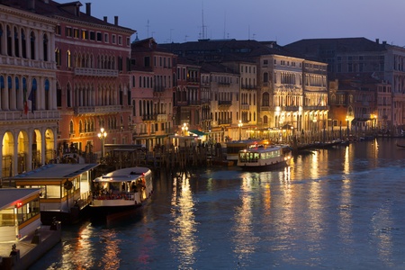 Grand Canal Lights at Night, Venice. Horizontal shotの写真素材