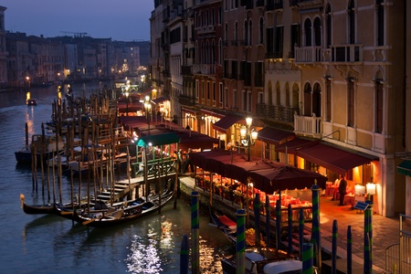 Grand Canal Lights at Night, Venice. Horizontal shotの写真素材