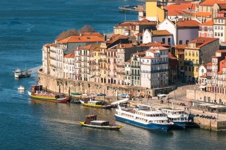 Overview of Old Town of Porto, Portugal. Ribeira and Douro riverの写真素材