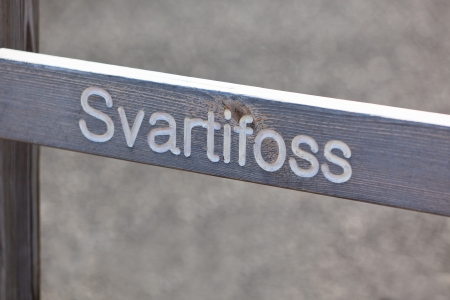 Sign post along the way to Iceland waterfall Svartifoss. Horizontal shotの写真素材