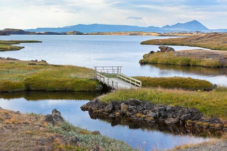 Myvatn Lake landscape at North Iceland. Horizontal shotの写真素材
