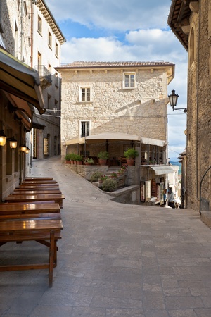 San Marino town narrow streets  Vertical shotの写真素材