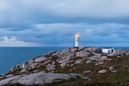 Working Lighthouse at Northern Spain in Bad Weather. Horizontal shotの写真素材