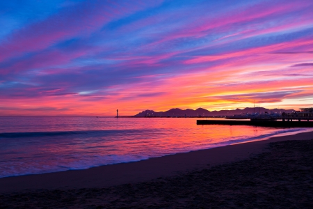 Magic Sunset in Cannes, Cote dの写真素材