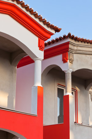 Unrecognizable Part of Residential House in Construction at Algarve, Portugalのeditorial素材