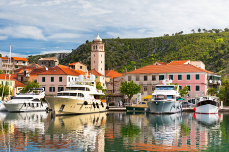 Skradin is a small historic town and harbour on the Adriatic coast and Krka river in Croatiaのeditorial素材