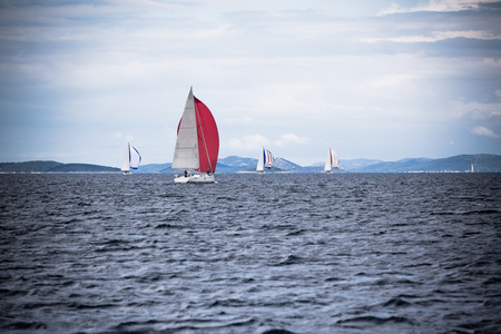 Recreational Yachts at Adriatic Sea in bad weather  Filtered shotの写真素材
