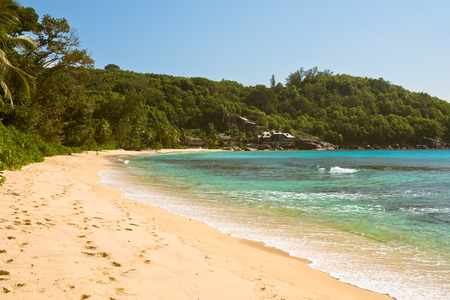 Tropical beach at Mahe island Seychelles. Horizontal shot