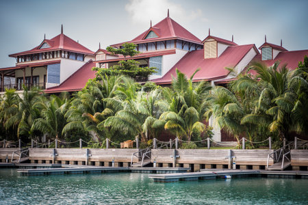 View of Eden Island, Mahe, Seychelles at overcast weatherのeditorial素材