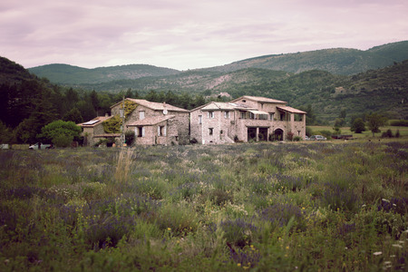 Stone farmhouse in Provence mountains, France. Horizontal filtered shotの写真素材