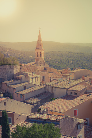 View of Saint Saturnin d Apt, Provence, France. Skyline with The Cathedral roofの写真素材
