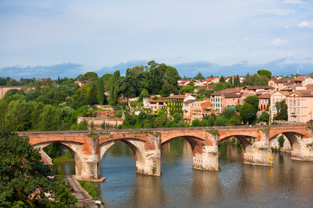 View of the August bridge in Albi, France. Horizontal shotの写真素材