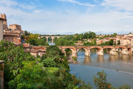 View of the August bridge in Albi, France. Horizontal shotの写真素材