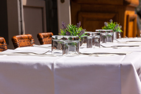 Cozy Restaurant tables ready for service. Small GRIP shot