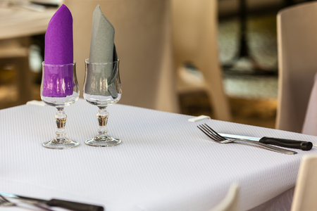 Cozy Restaurant tables ready for service. Small GRIP shotの写真素材