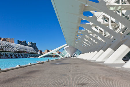 VALENCIA, SPAIN - DECEMBER 24, 2010: View of Valencia architectural complex City of Arts and Sciences (Ciudad de las Artes y las Ciencias) designed by Santiago Calatravaのeditorial素材