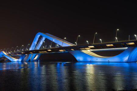 Sheikh Zayed Bridge at night, Abu Dhabi, United Arab Emirates