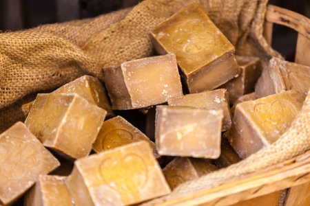 FRANCE, L'ISLE-SUR-LA-SORGUE - AUGUST 07: Handmade soap in a beauty shop in Provence France on...