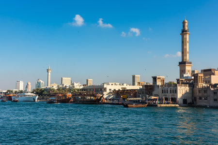 UAE, DUBAI - DECEMBER 27: traditional arabic boats at Dubai creek on December 27, 2014のeditorial素材