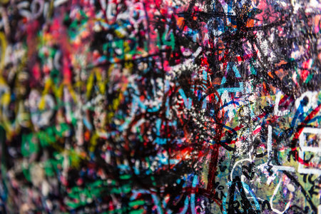 The wall full of messages from lovers in Juliet house, Verona, Italy.のeditorial素材