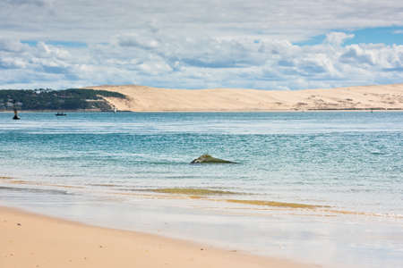 View of The Arcachon Bay and The Duna of Pyla, Aquitaine, Franceの写真素材