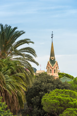 SPAIN, BARCELONA - SEPTEMBER 13: Park Guell architecture view, Barcelona, Spain on September 13, 2015のeditorial素材