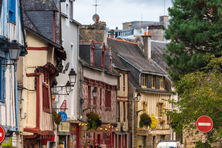 FRANCE, VANNES - SEPTEMBER 22: street with colorful houses in a medieval city of Vannes Brittany on September 22, 2015のeditorial素材